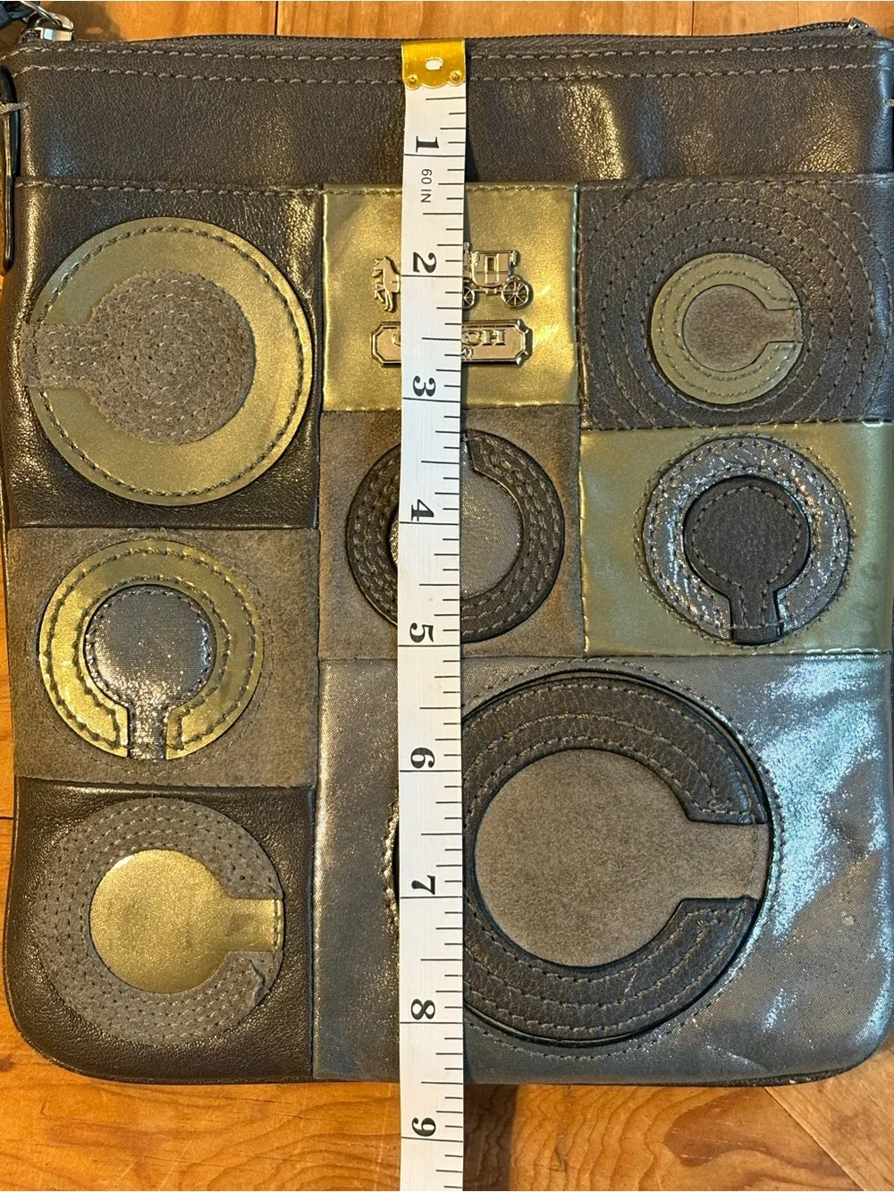 Coach Olive and Gold Patchwork Messenger Bag